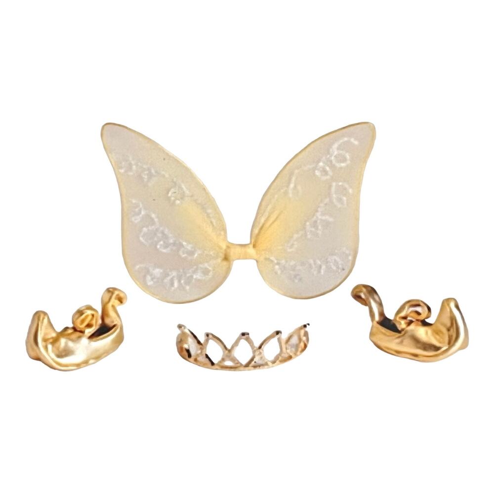 Fancy Nancy Doll Accessories Set Royalty Gold Slippers Tiara Fairy Wings Fit 13"